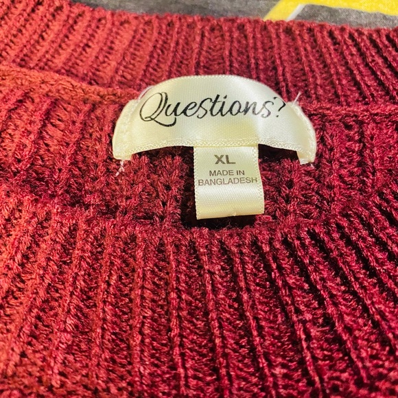 Burgundy Cold Shoulder Sweater Size Xl - Picture 3 of 3